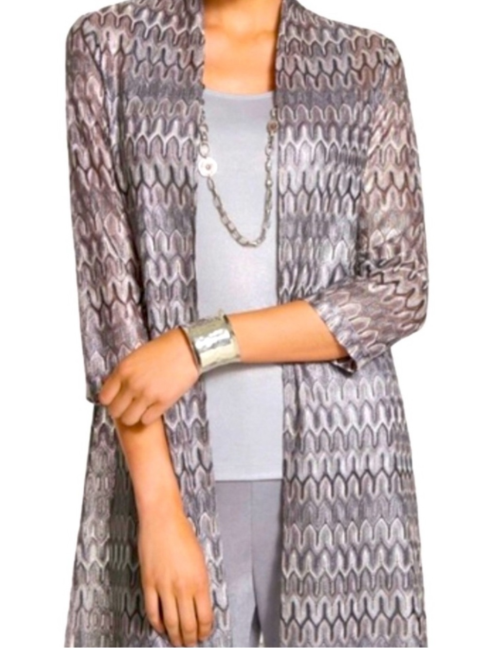 Chico's Gray Patterned Jacket - Picture 3 of 3